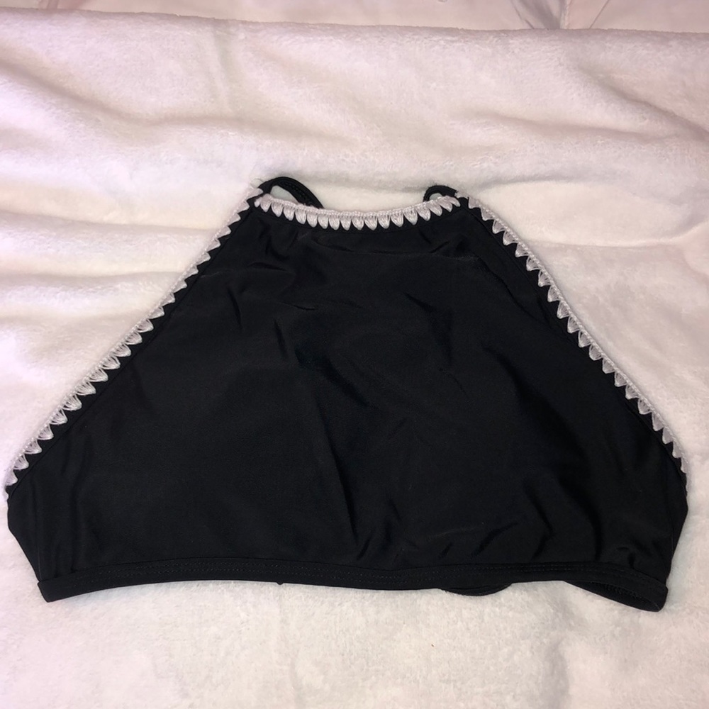 High neck black bikini top